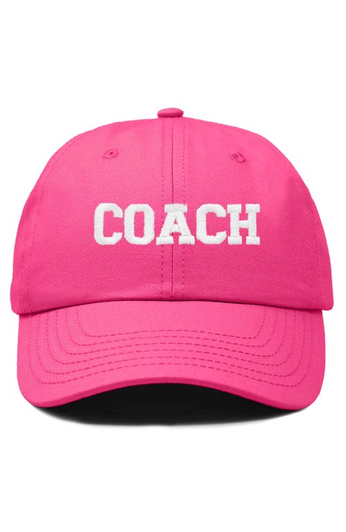 Dalix Coach Embroidered Sports Dad Cap In Hot Pink