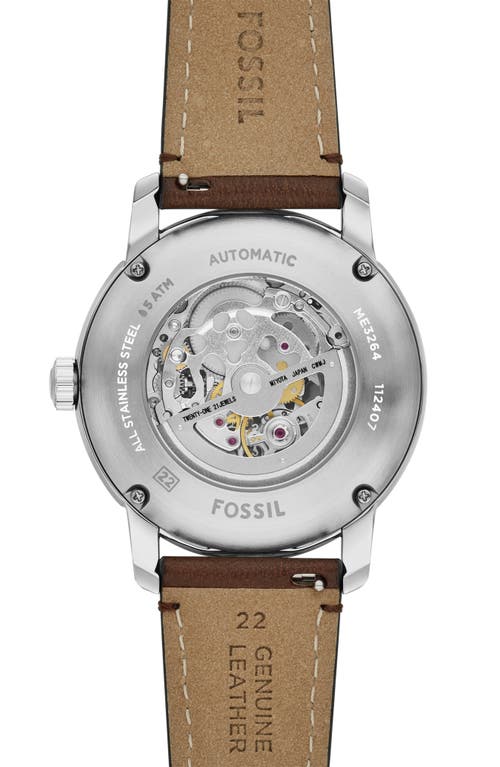 Fossil Heritage Automatic Leather Strap Watch, 43mm In Brown
