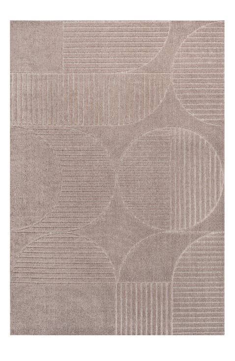 Nordby High-Low Geometric Arch Scandi Striped Indoor/Outdoor Area Rug