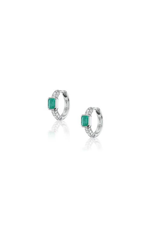 Sheryl Lowe 3 Row Huggie With Emerald Bezel Stones In Sterling Silver