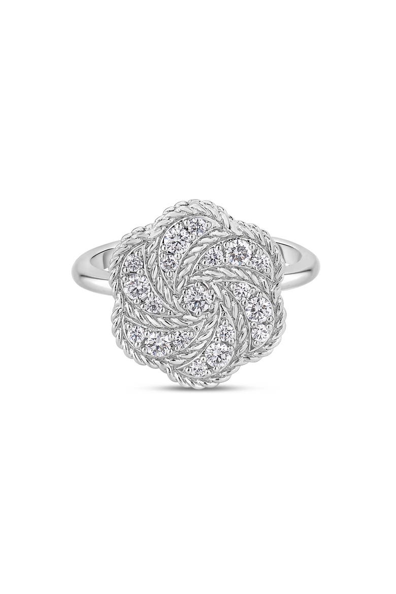 18K White Gold Diamond Rose Ring (Nordstrom Exclusive), Main, color, WHITE