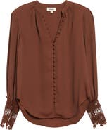 L'AGENCE Ava Lace Cuff Button-Up Blouse