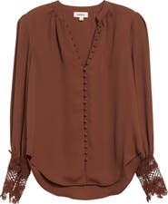 L'AGENCE Ava Lace Cuff Button-Up Blouse