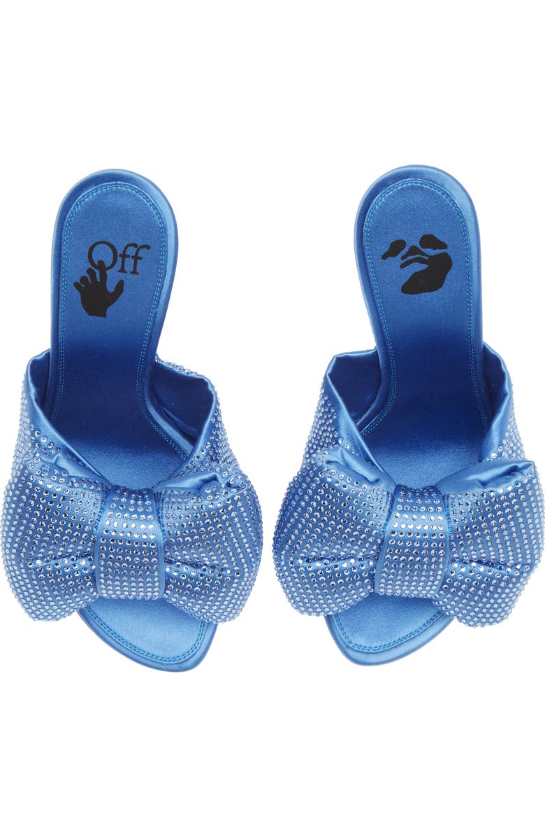 Off-White Allen Heel Crystal Embellished Bow Top Sandal, Alternate, color,