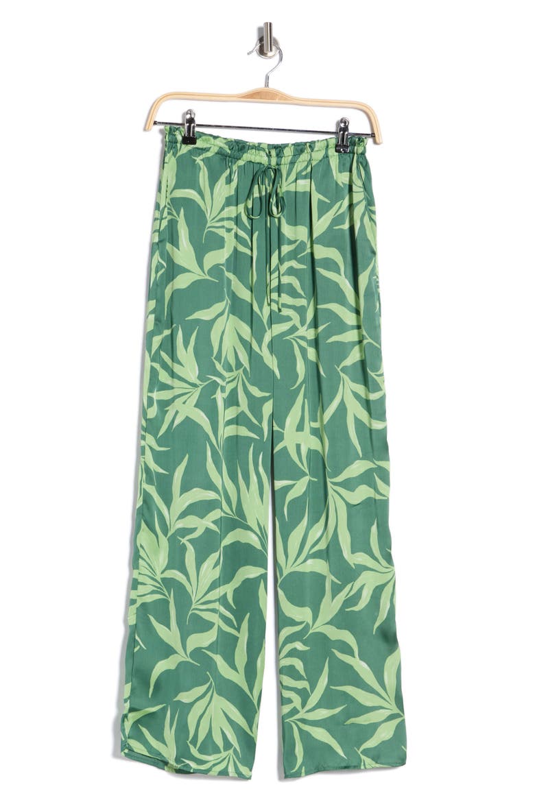 Printed Wide Leg Pants, Alternate, color, GREEN PALM