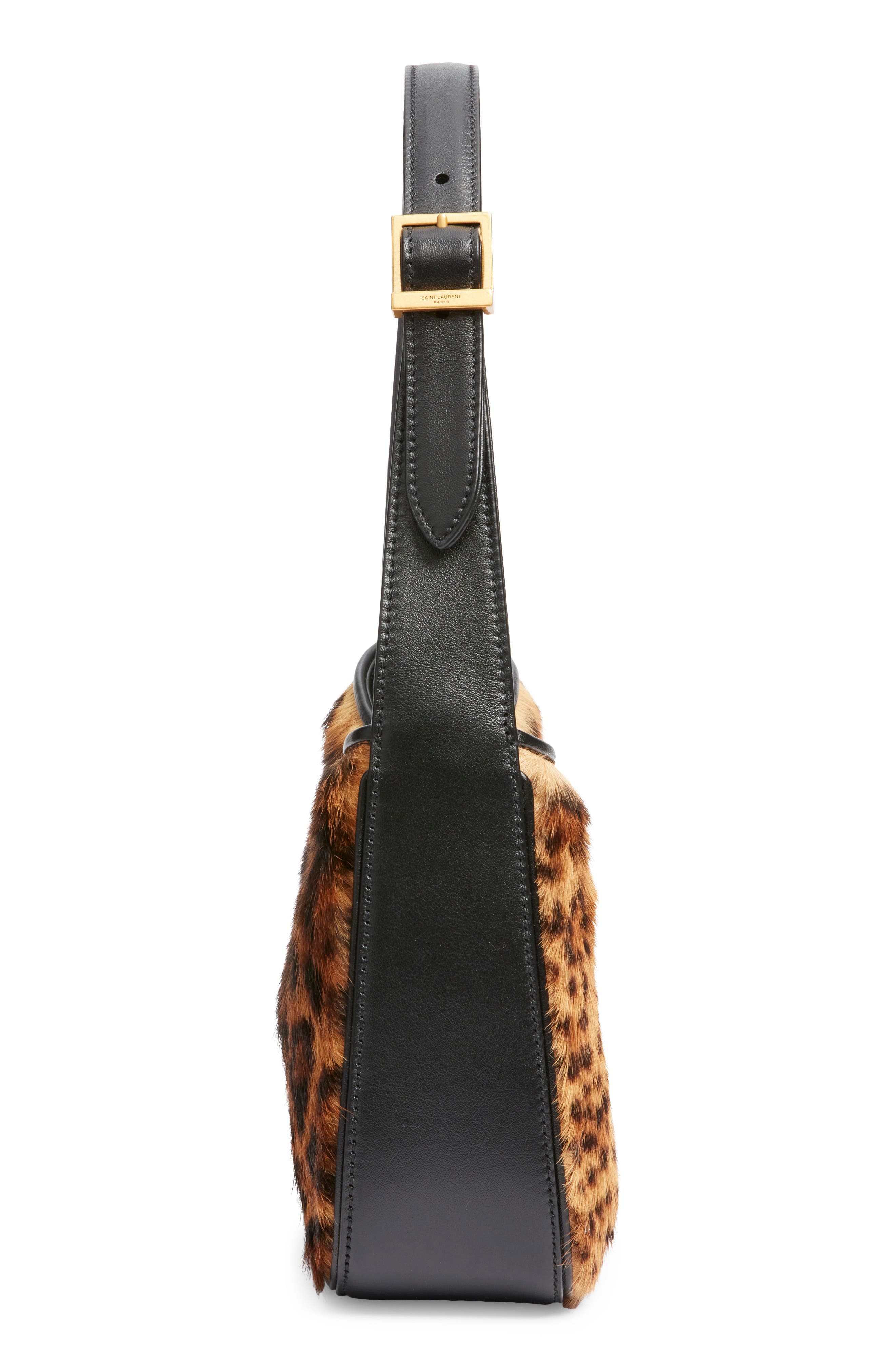 Saint Laurent Le 5 À 7 Genuine Calf Hair Hobo Bag, Alternate, color, Brown/ Noir