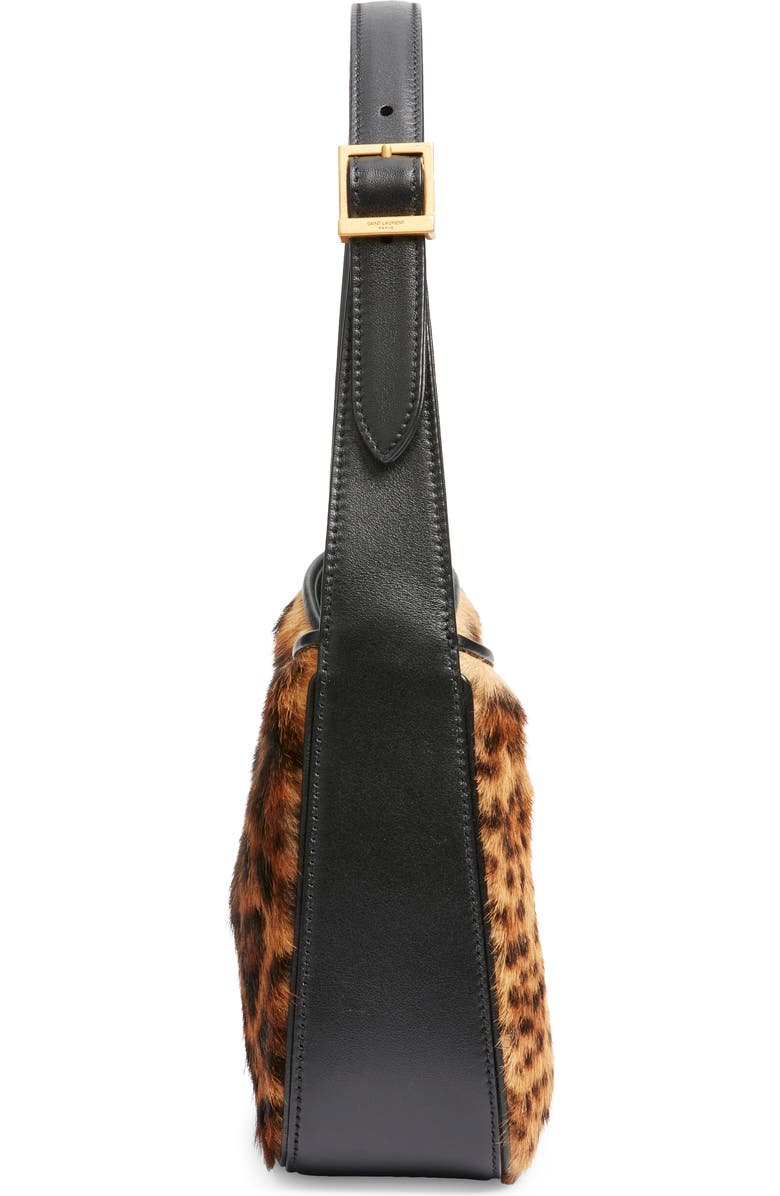 Saint Laurent Le 5 À 7 Genuine Calf Hair Hobo Bag, Alternate, color, Brown/ Noir