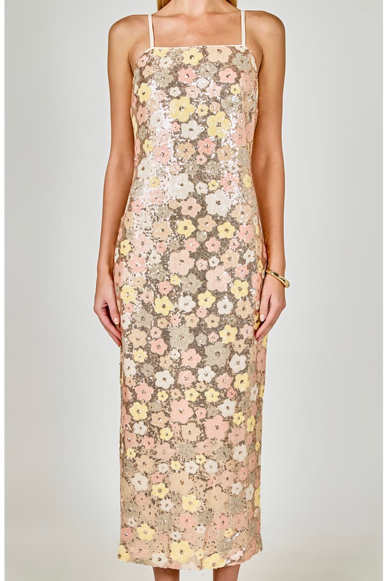 Sequin Sleeveless Maxi Dress, Main, color, ROSE GOLD