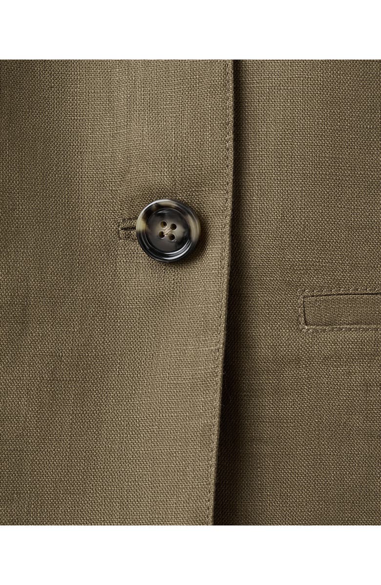 MANGO Double Breasted Linen Jacket, Alternate, color, Khaki Green