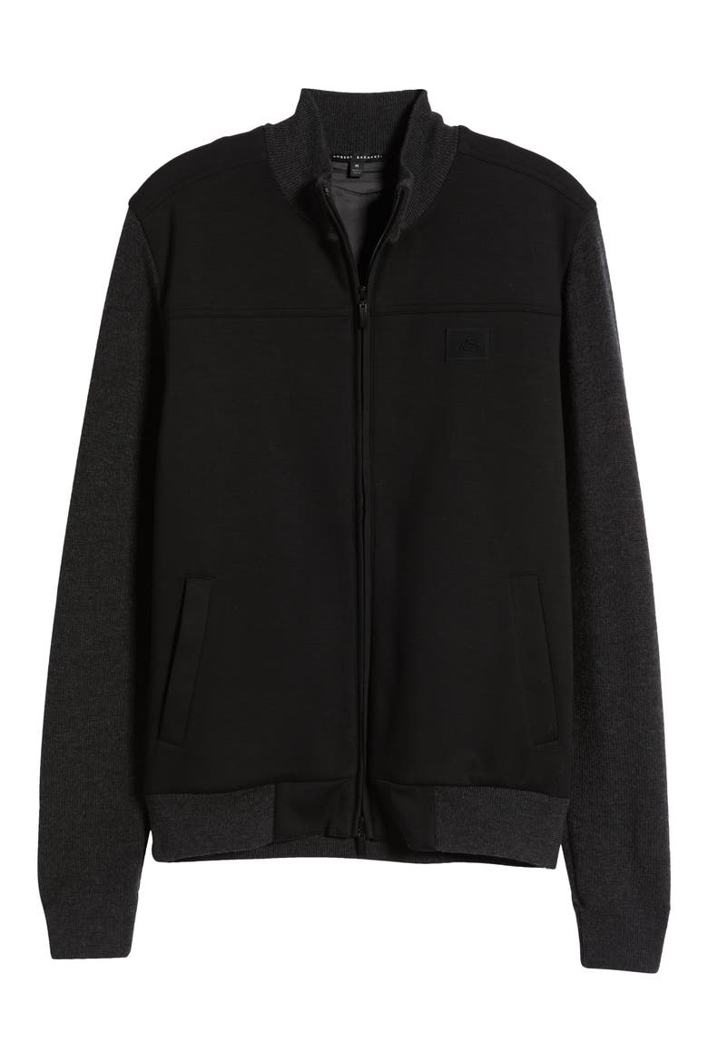 Cooper Mixed Media Zip Jacket, Alternate, color, CHARCOAL