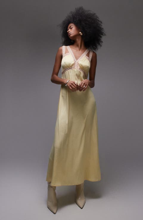 Lace Trim Satin Slipdress