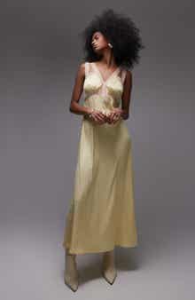 Topshop Lace Trim Satin Slipdress