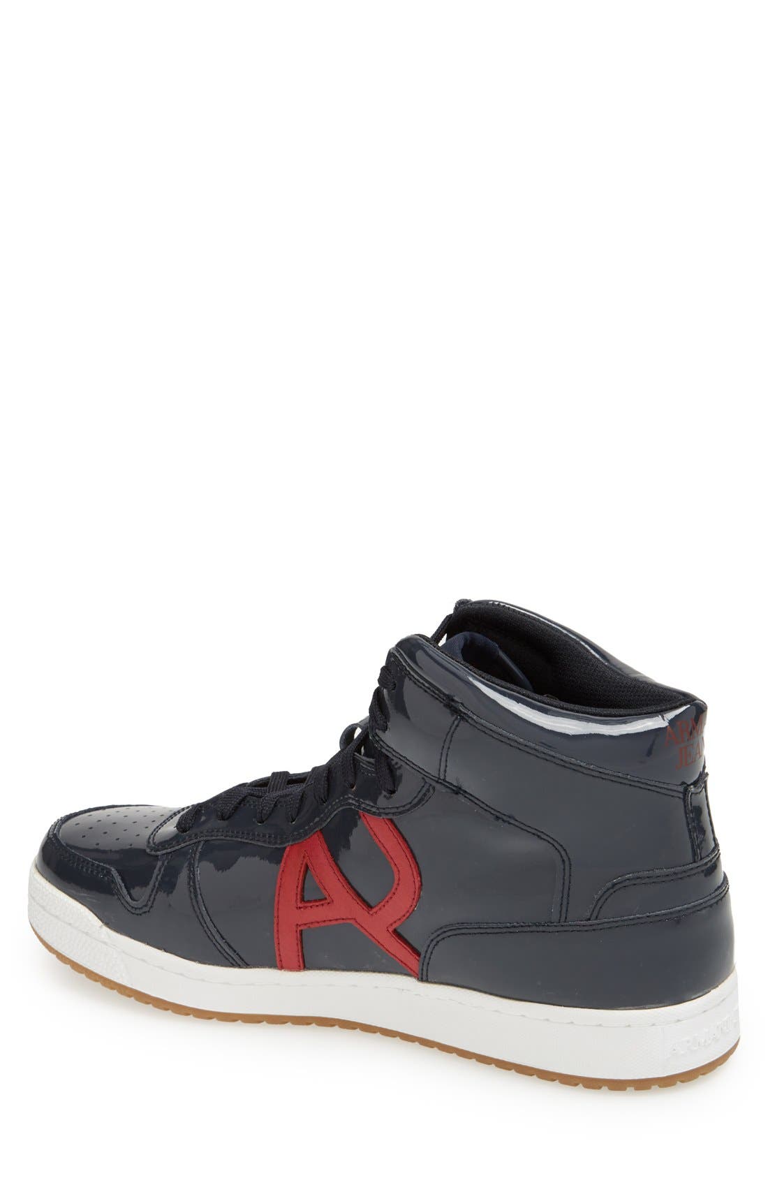 Armani Jeans 'AJ Logo' High Top Leather Sneaker, Alternate, color, 