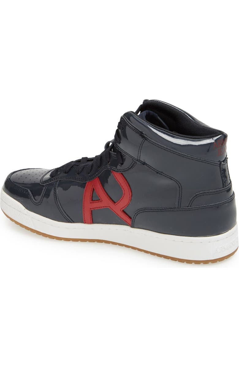 Armani Jeans 'AJ Logo' High Top Leather Sneaker, Alternate, color,