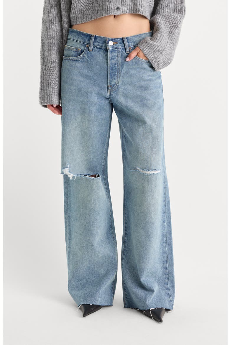 Low Slung Ripped Wide Leg Baggy Jeans, Main, color, TERRA