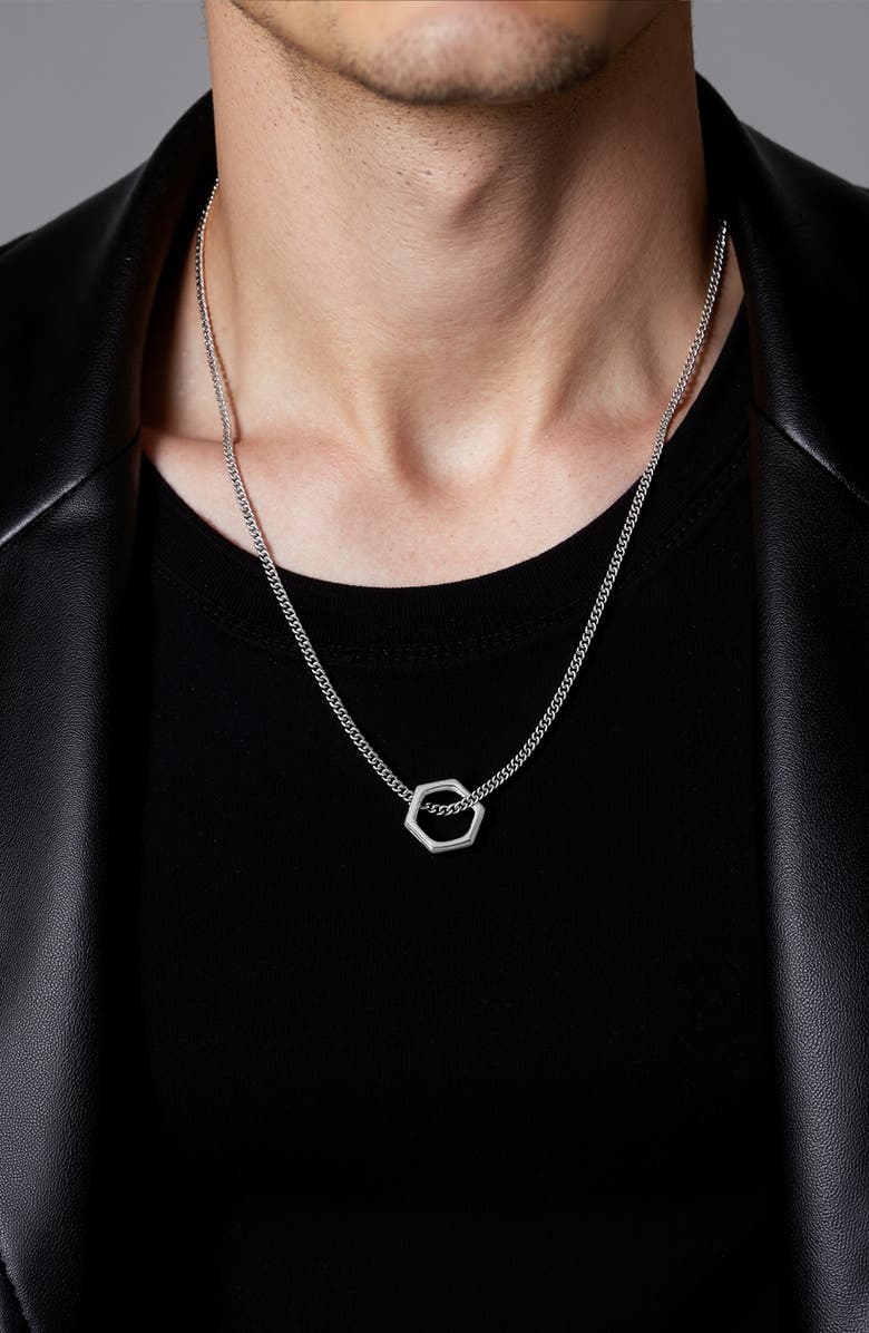 Ettika Men's Hexagon Necklace, Alternate, color, Silver