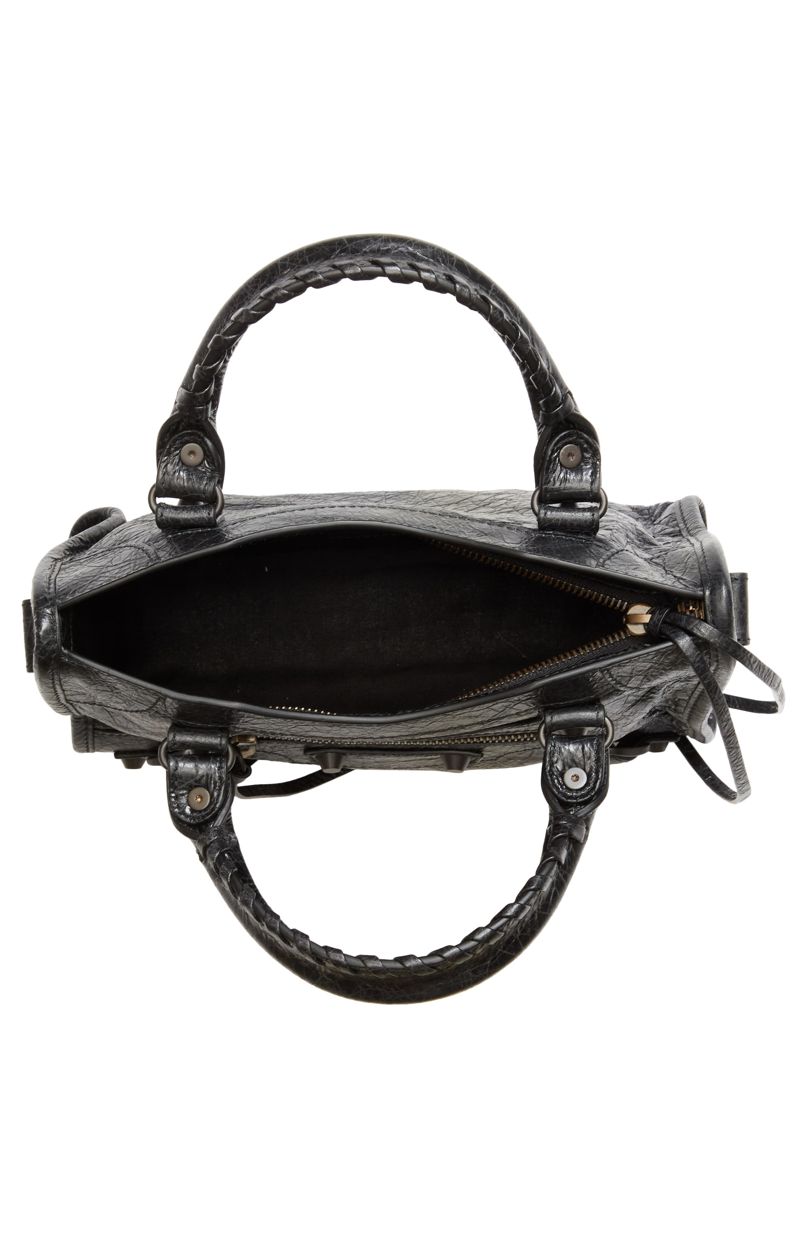 Balenciaga Mini Le City Crinkle Leather Top Handle Bag, Alternate, color, 