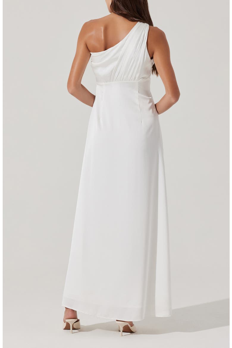 Atolia Draped One-Shoulder Gown, Alternate, color, WHITE