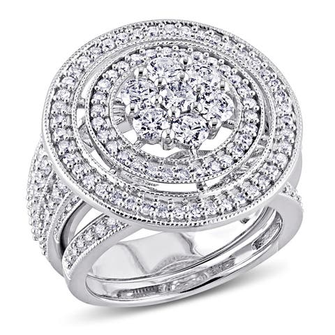 Diamond Double Halo Bridal Ring Set 10k