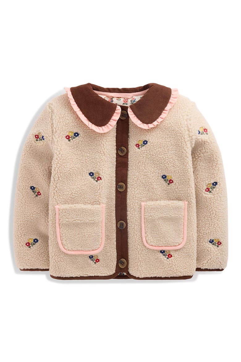 Kids' Embroidered High Pile Fleece Jacket, Main, color, IVORY EMBROIDERY