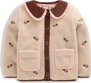 Mini Boden Kids' Embroidered High Pile Fleece Jacket