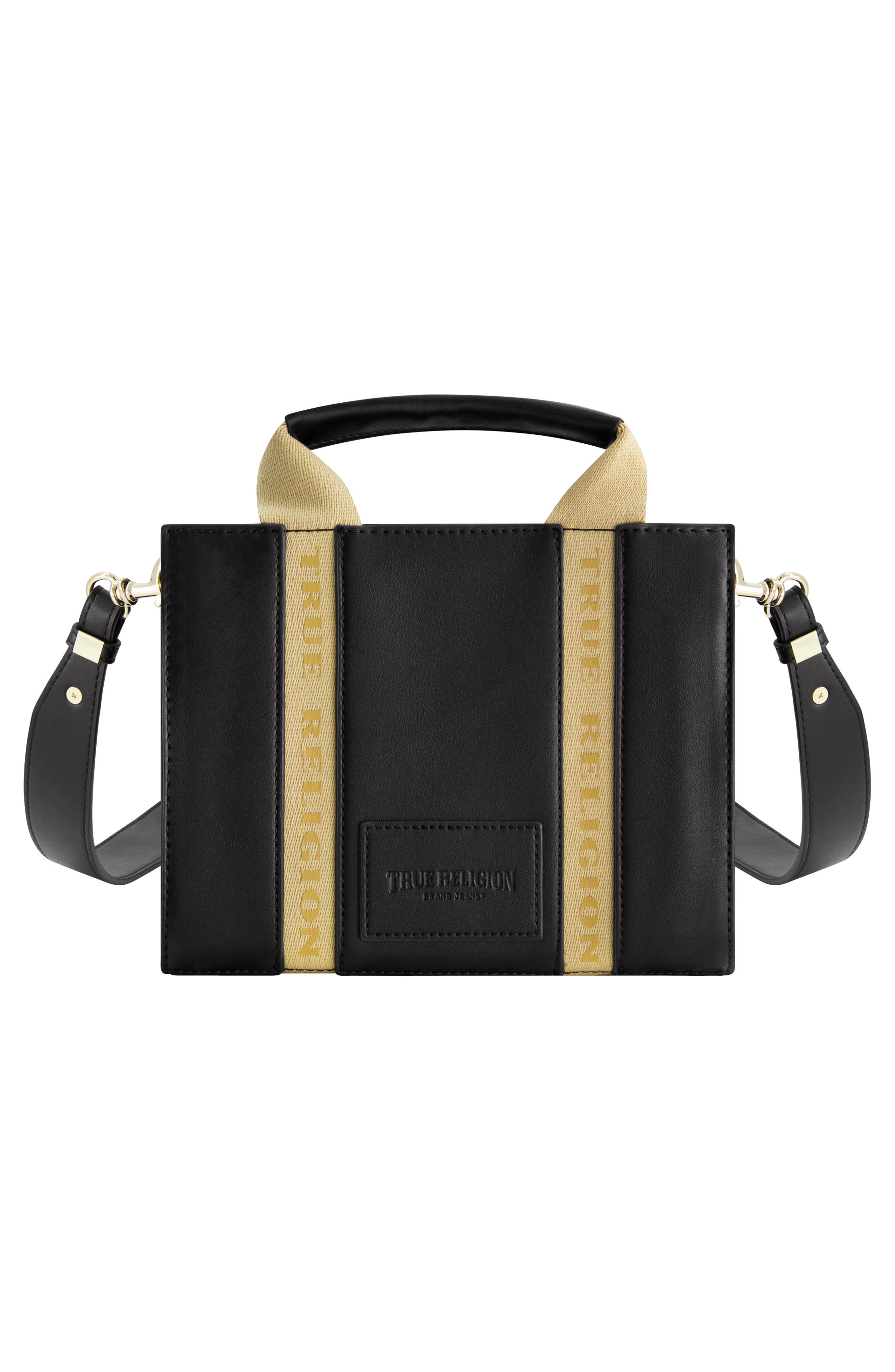 Licensed Faux Leather Mini Tote Bag with Branded Straps, Alternate, color, BLACK