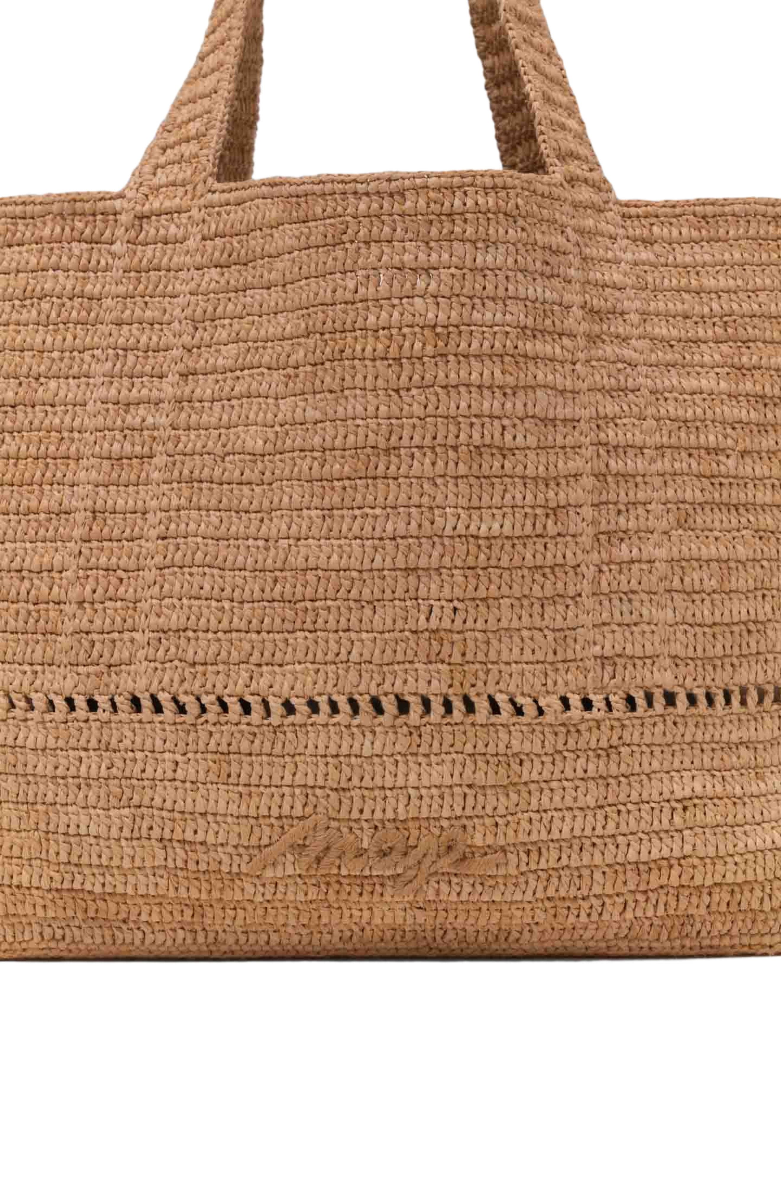 maje Crocheted raffia tote bag, Alternate, color, 