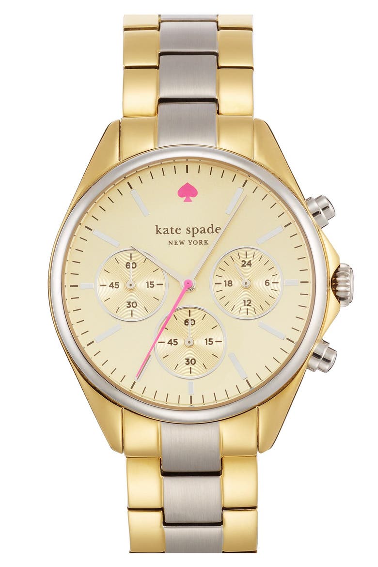 'seaport' chronograph bracelet watch, 38mm, Main, color, GOLD/ SILVER
