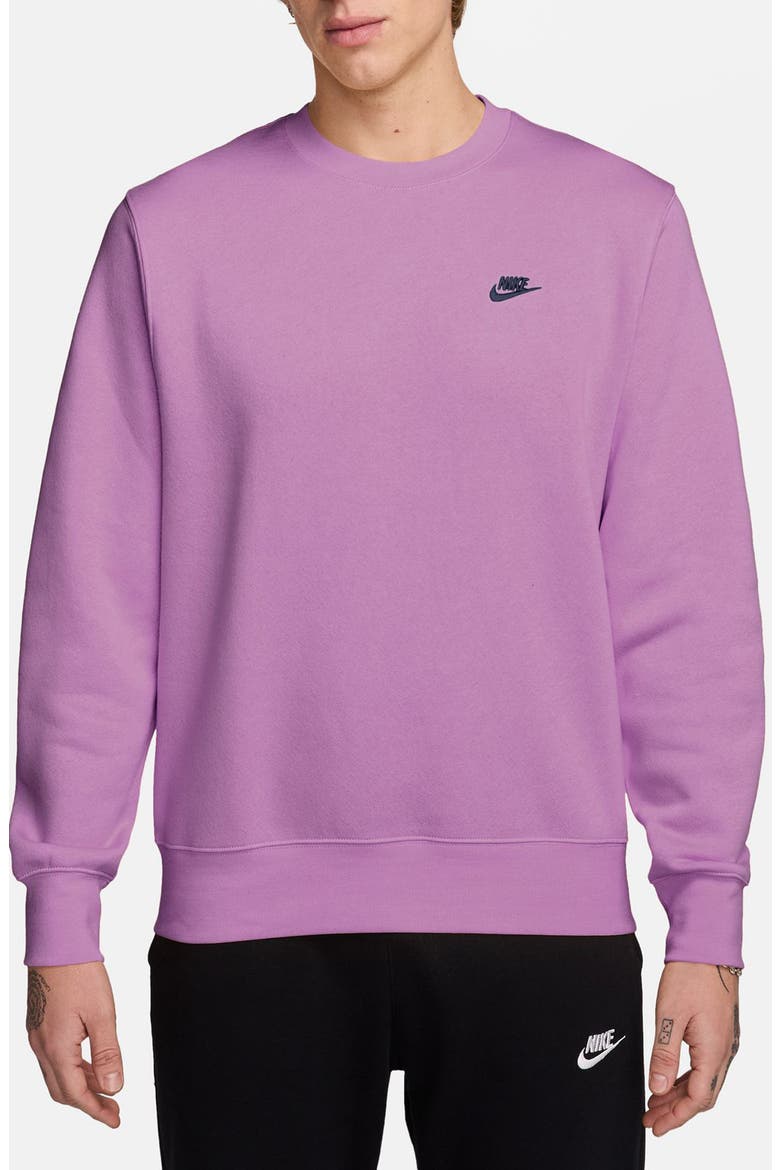 Club Brushed Fleece Crewneck Sweatshirt, Main, color, LIGHT MAGENTA/ MIDNIGHT NAVY