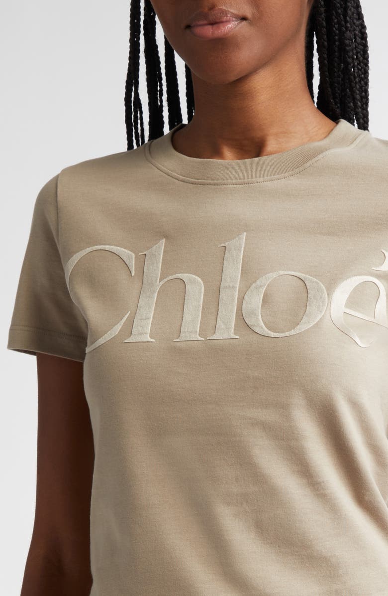 Chloé Logo Appliqué Cotton T-Shirt, Alternate, color,