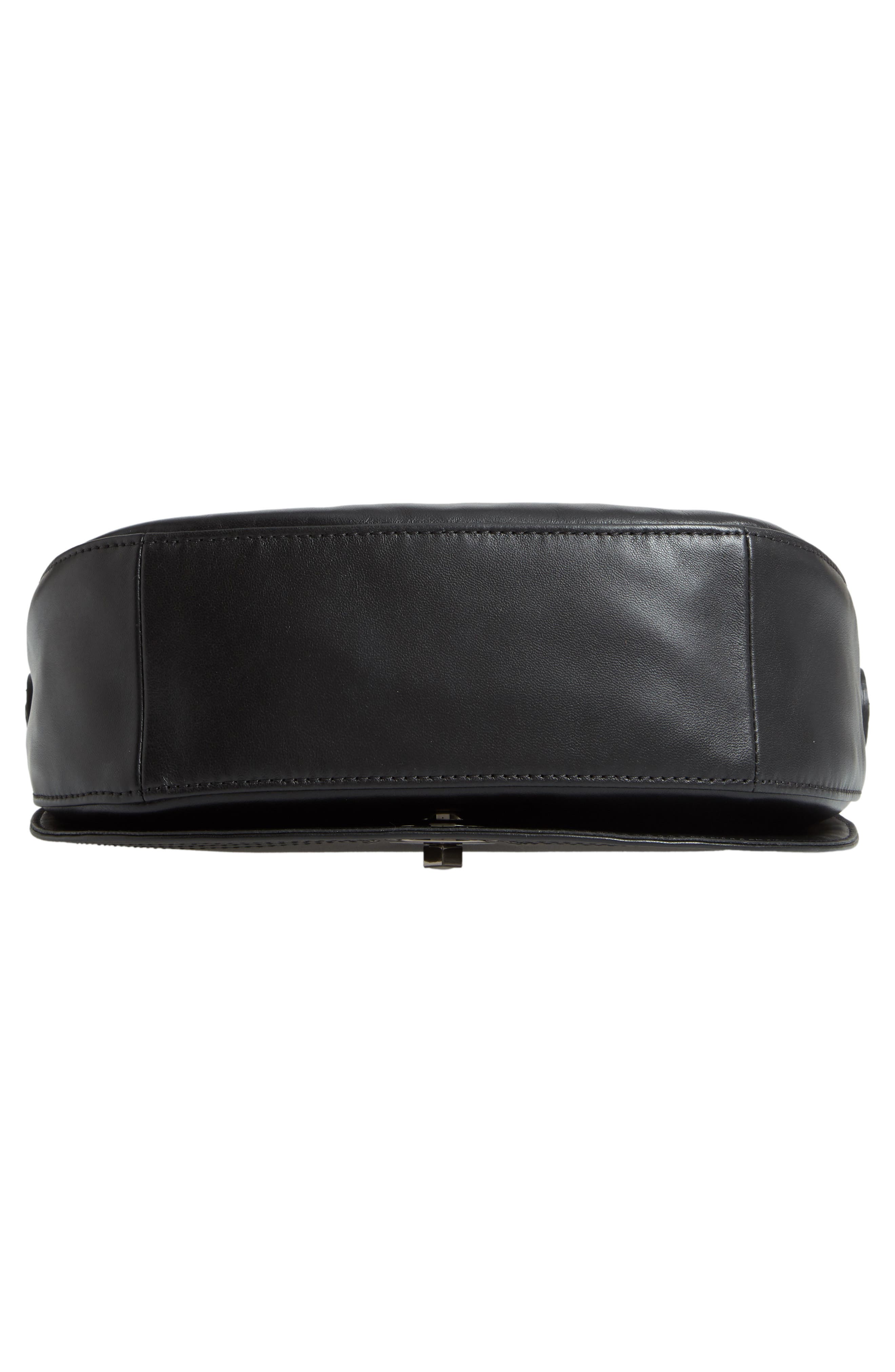 Medium Cavalcade Leather Saddle Bag, Alternate, color, BLACK