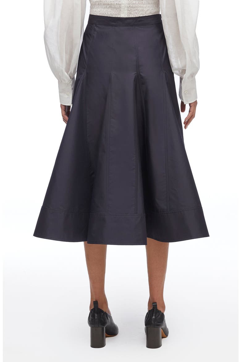 Pleated Godet Midi Skirt, Alternate, color, BLACK