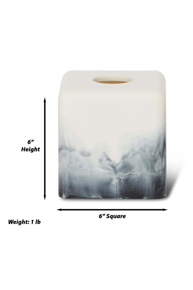 Ombré Tissue Box Cover, Alternate, color, WHITE/ BLACK