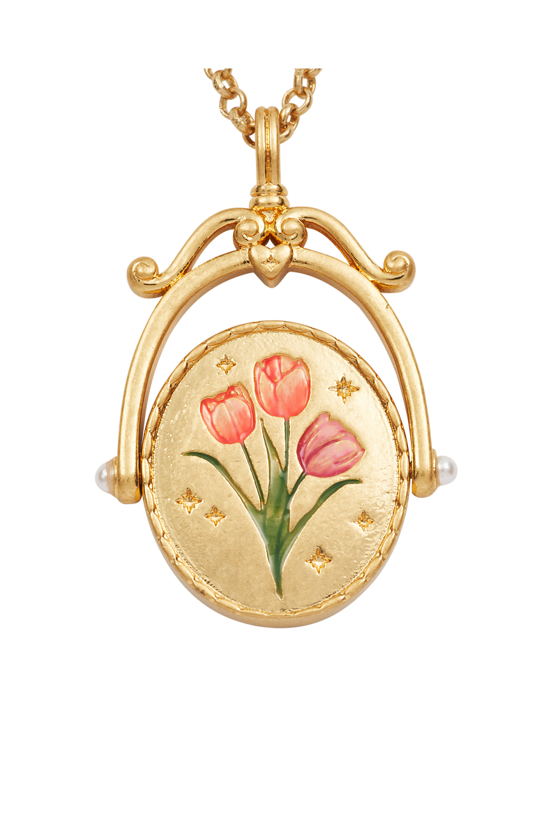 T Initial Tulip Gold Spinner Chain Necklace, Alternate, color, Gold