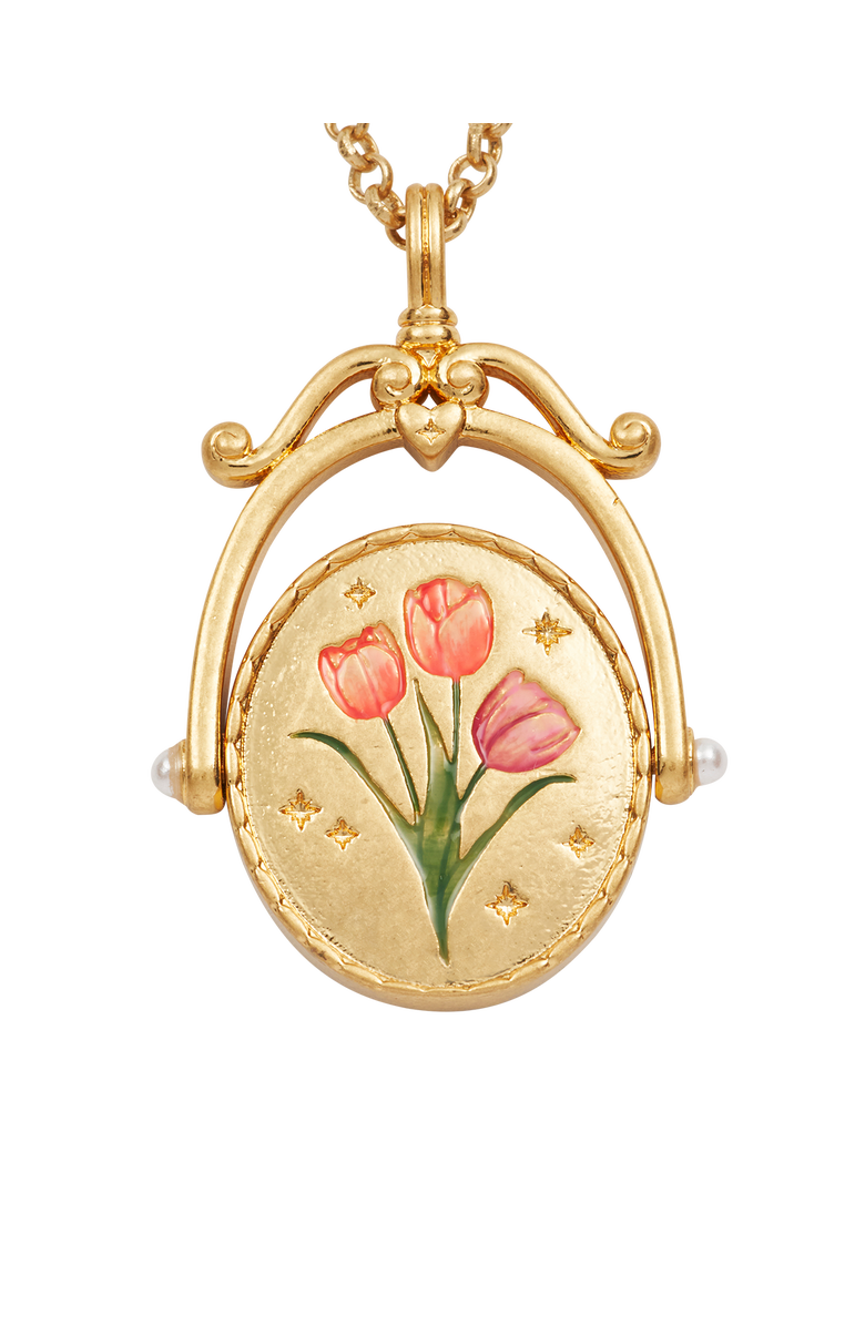 Fable England T Initial Tulip Gold Spinner Chain Necklace, Alternate, color, Gold