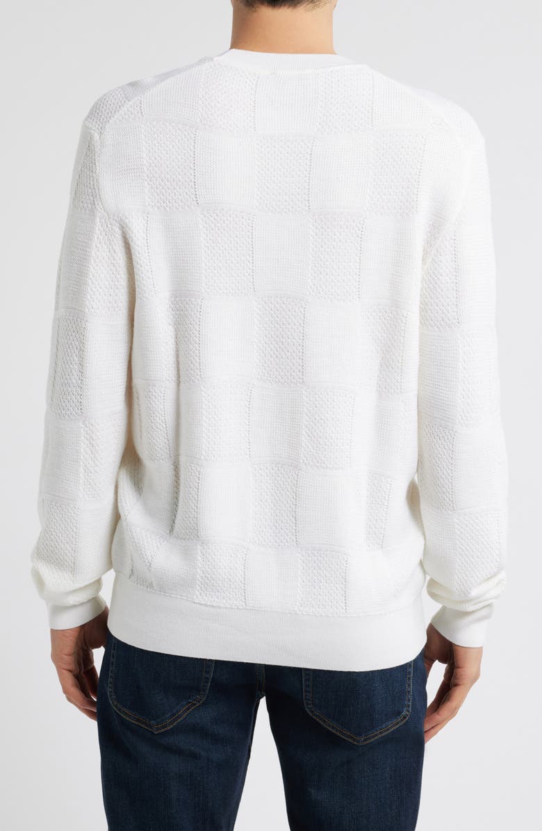 Bugatchi Jacquard Check Merino Wool Sweater, Alternate, color, Chalk