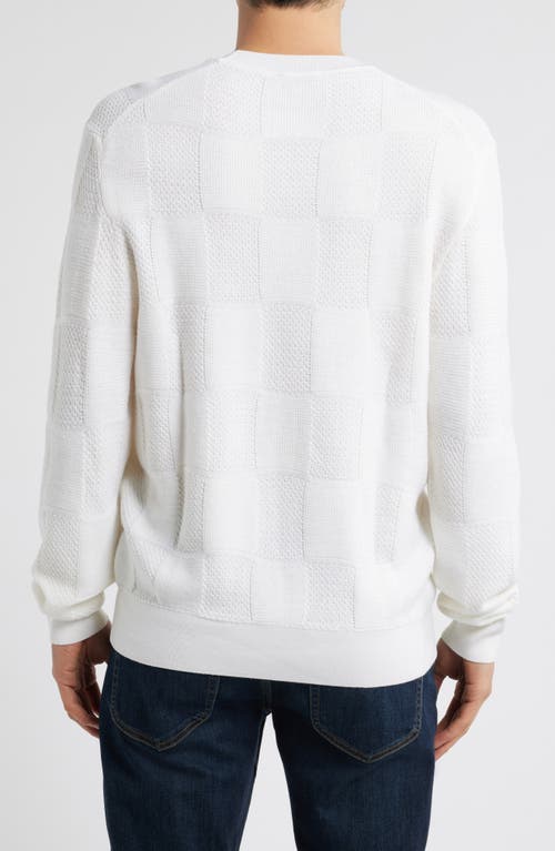 Bugatchi Jacquard Check Merino Wool Sweater In Chalk