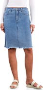 Wash Lab Denim Fray Hem Denim Skirt
