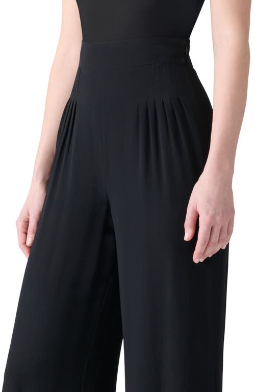 Akris Myriam Pleated High Waist Silk Georgette Wide Leg Pants