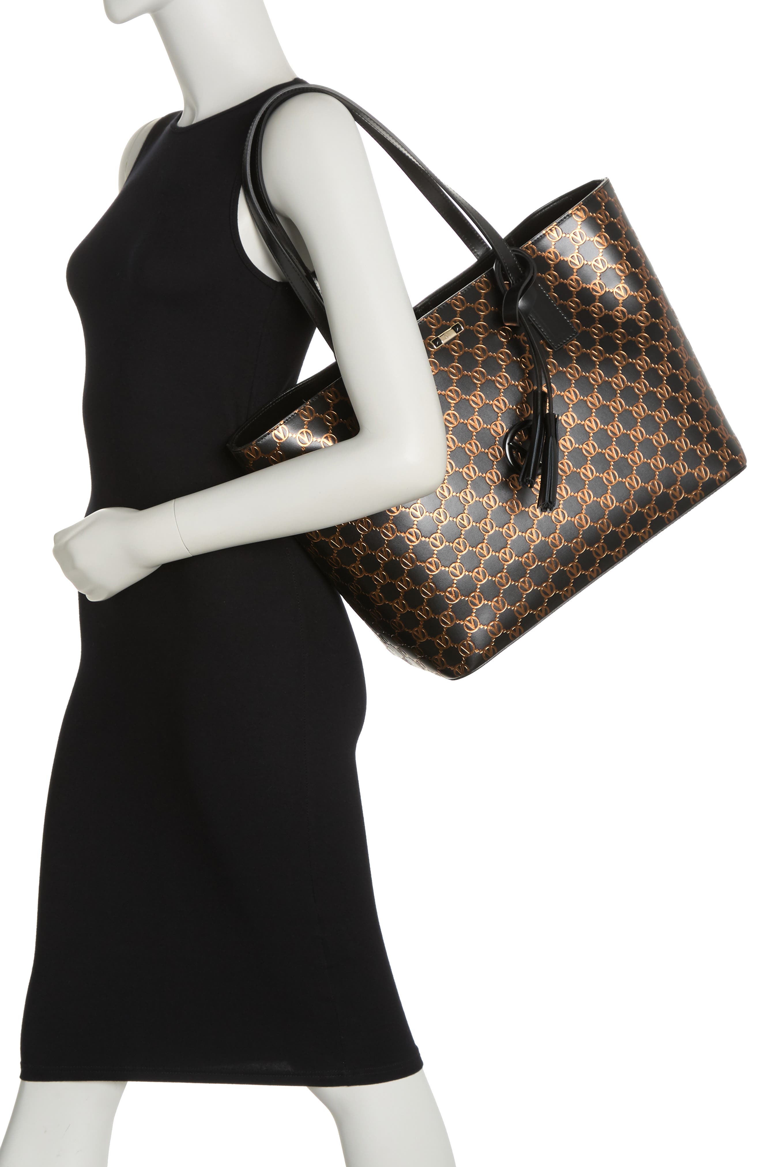 VALENTINO BY MARIO VALENTINO Soho Monogram Leather Tote Bag, Alternate, color, 