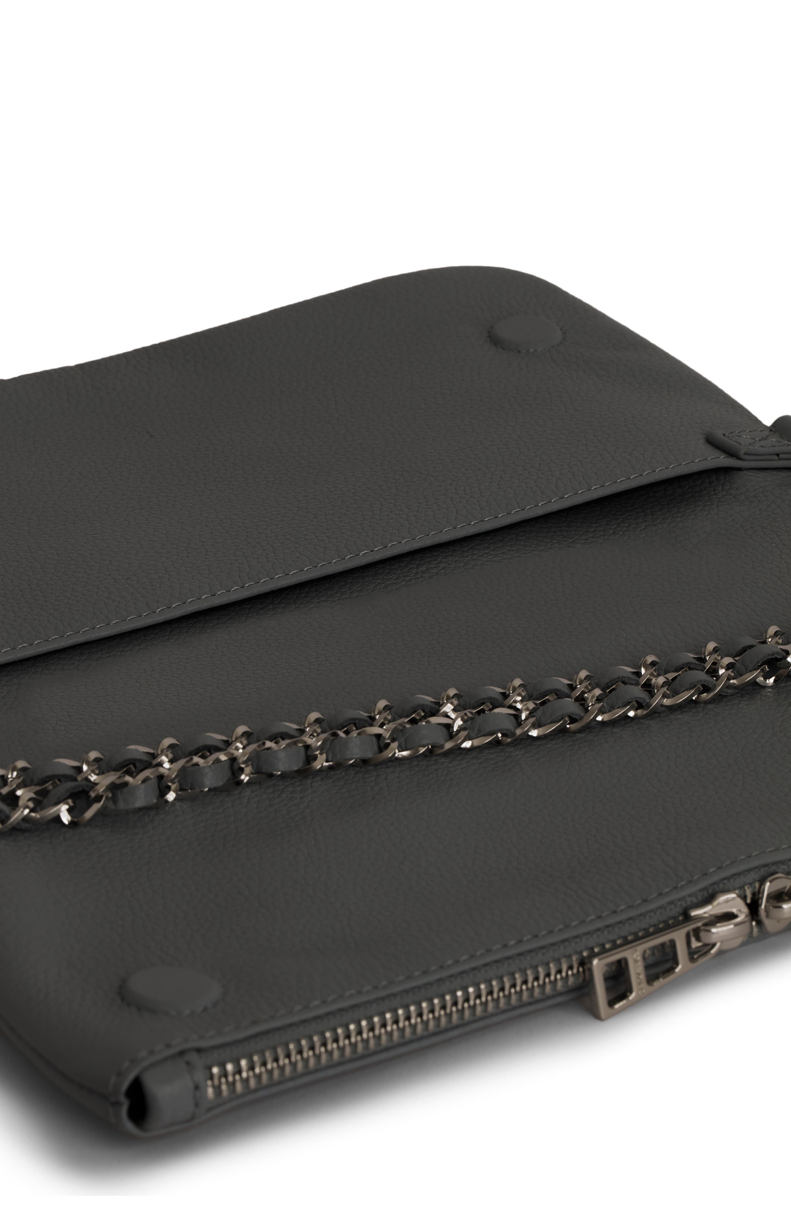 Zadig & Voltaire Rock Grained Leather Crossbody Bag, Alternate, color, Road Silver