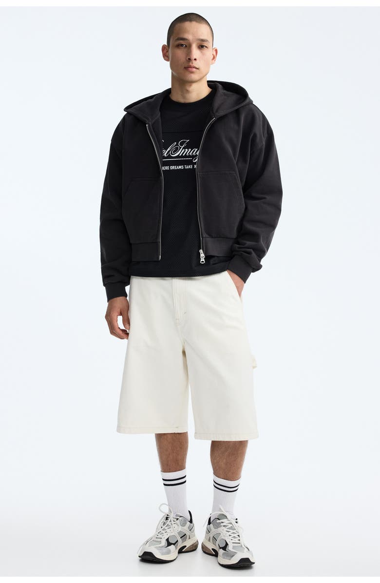 H&M Oversized Fit Printed Mesh T-shirt, Alternate, color, Black/Hotel Imaginaire