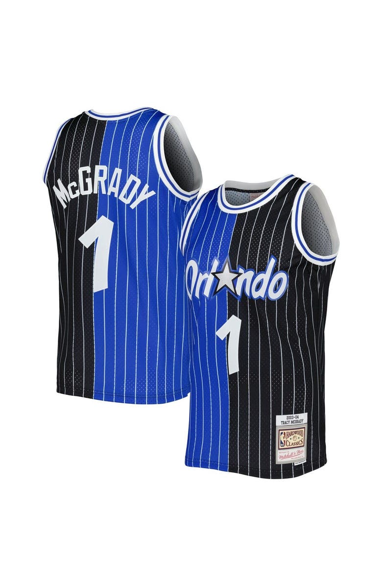 Mitchell & Ness Men's Mitchell & Ness Tracy McGrady Blue/Black Orlando Magic Hardwood Classics 2003-04 Split Swingman Jersey, Main, color, 