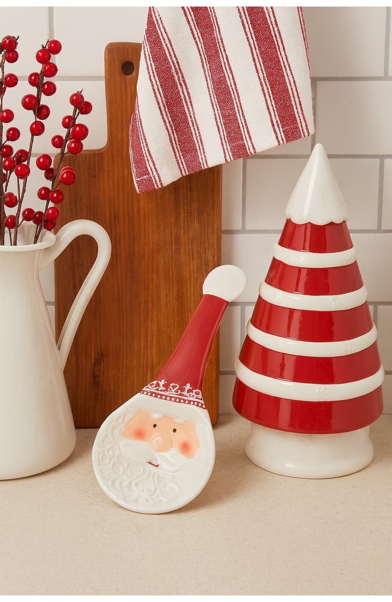 Transpac Dolomite 9.5 in. Multicolor Christmas Santa Spoon Rest, Alternate, color,