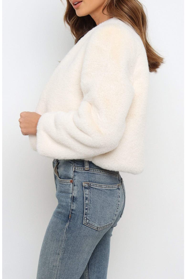 Minnie Faux Fur Jacket, Alternate, color, CREAM
