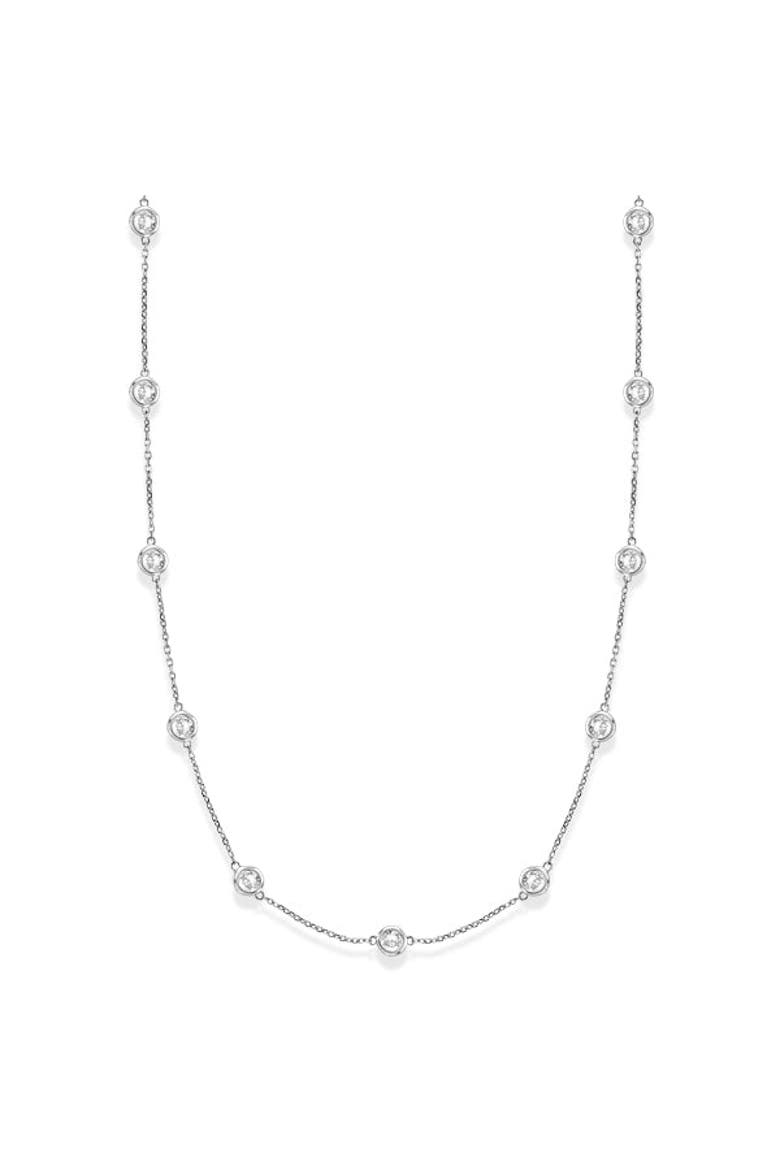 Lab Diamonds By The Yard Station Necklace 14k, Alternate, color, White Gold