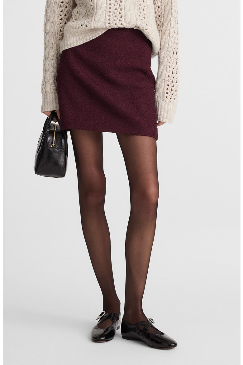 Tweed Miniskirt, Main, color, DARK POMEGRANATE