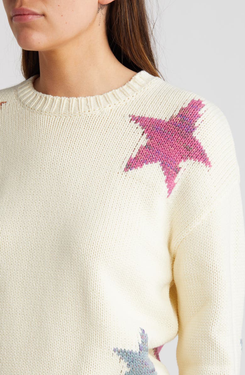 Rails Zoey Star Intarsia Cotton Blend Sweater, Alternate, color, Ivory Rainbow Stars
