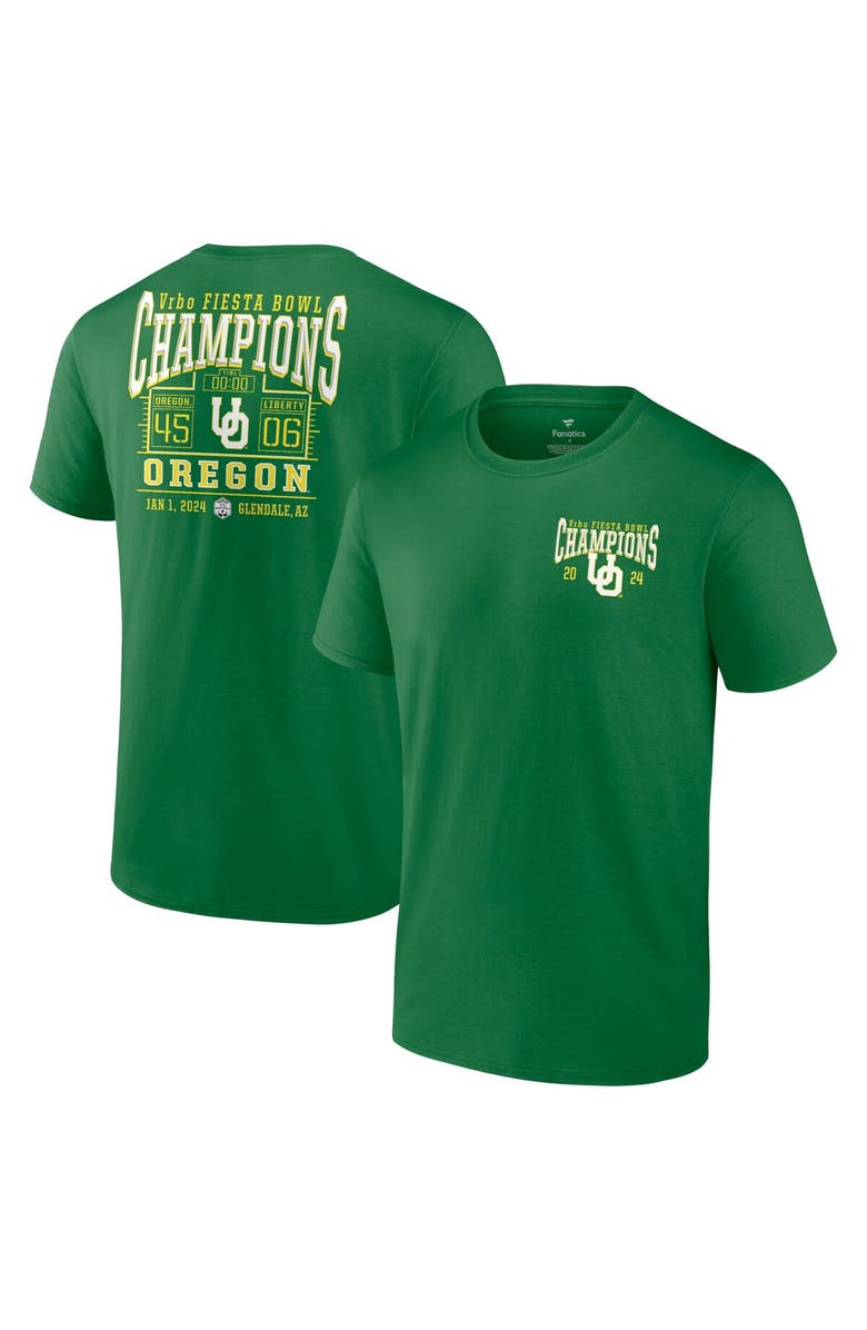 FANATICS Men's Fanatics Branded Green Oregon Ducks 2024 Fiesta Bowl Champions Score T-Shirt, Alternate, color, 