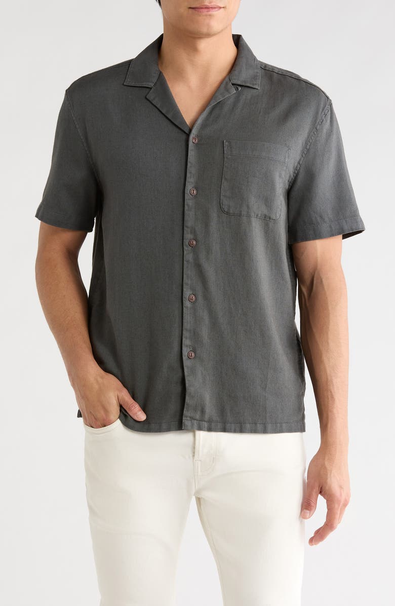 Faherty Hemp Blend & Organic Cotton Camp Shirt, Main, color, Washed Charcoal